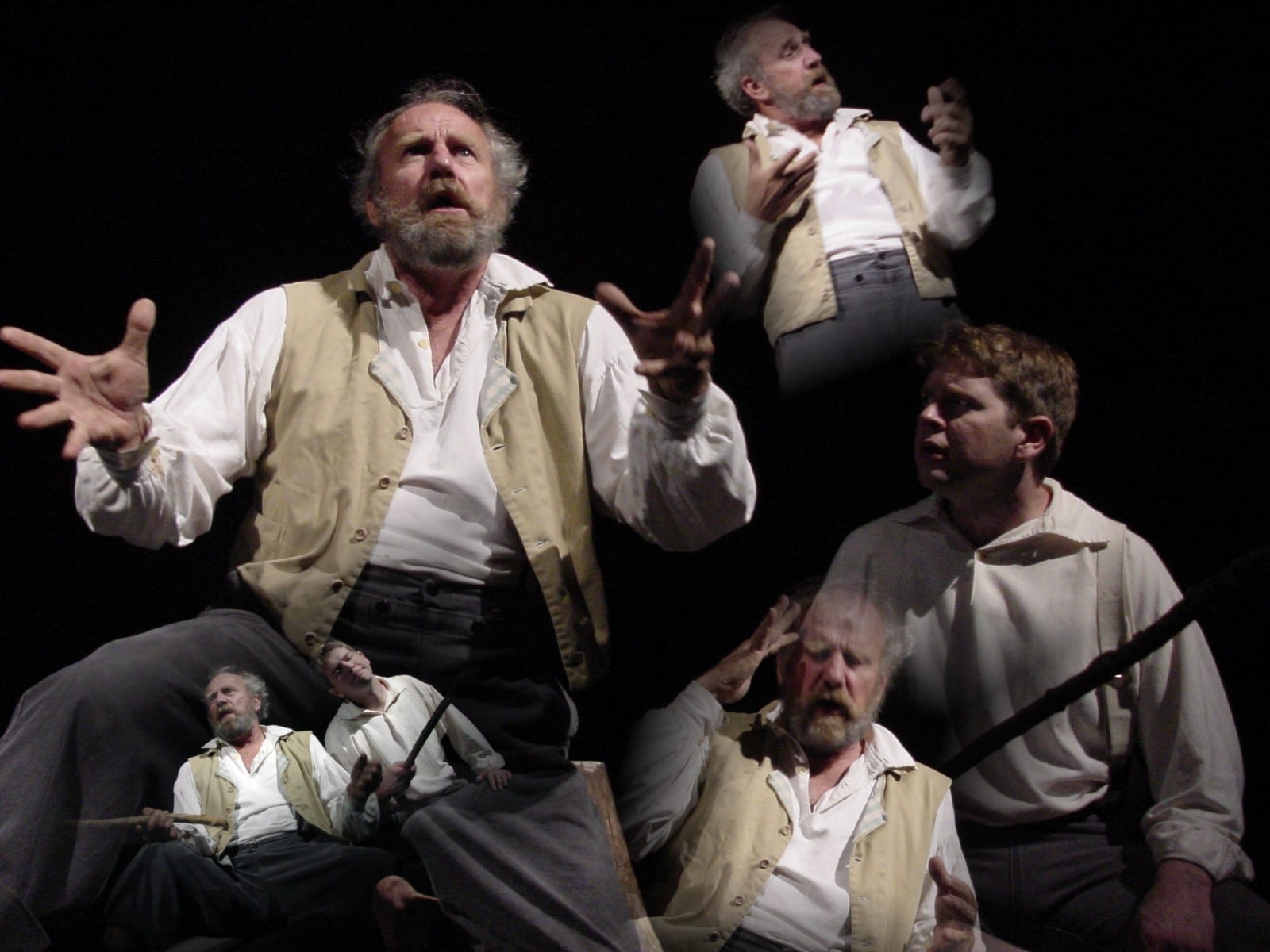 Two performers in a confrontation scene