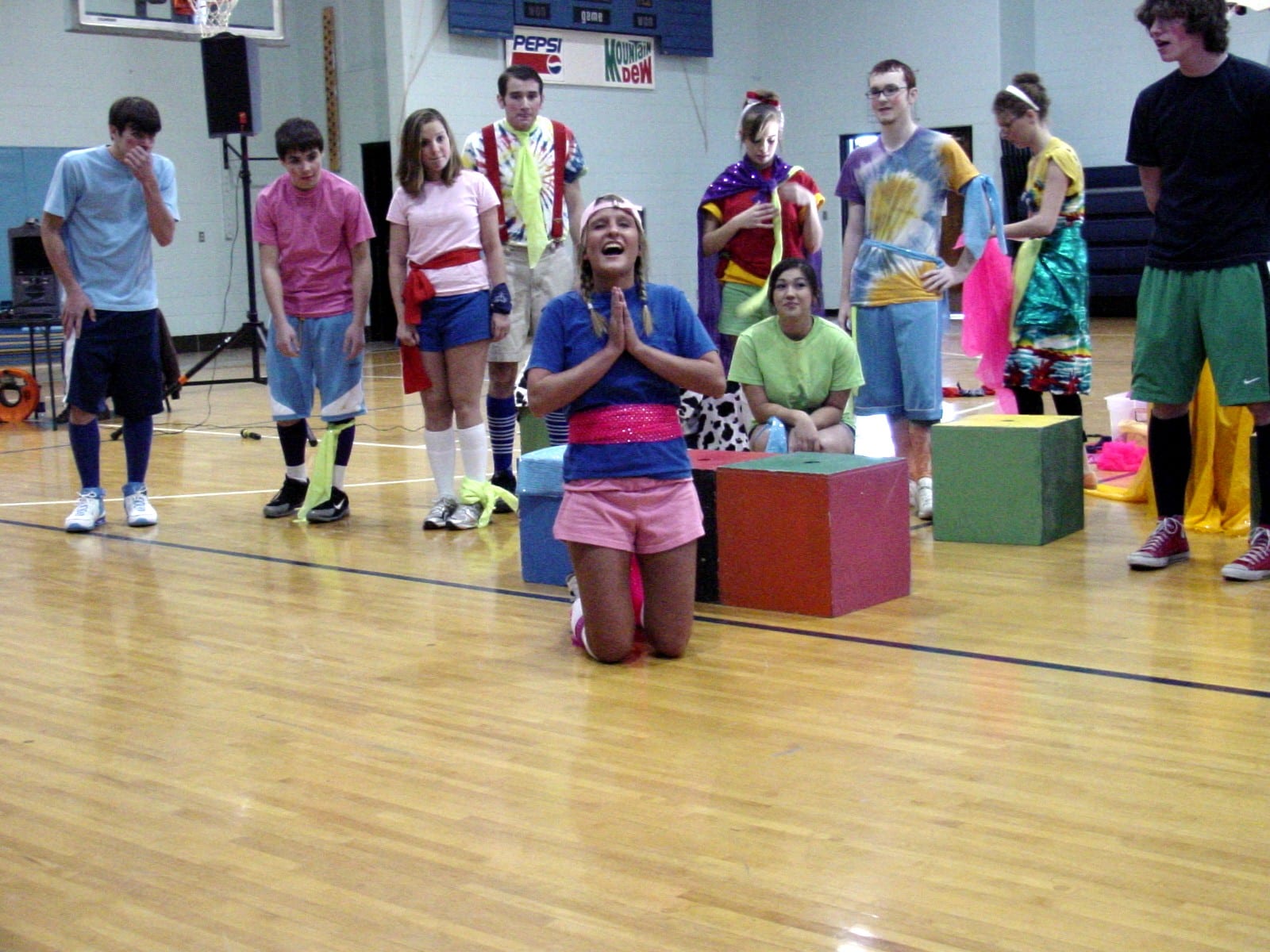 Two performers in costume