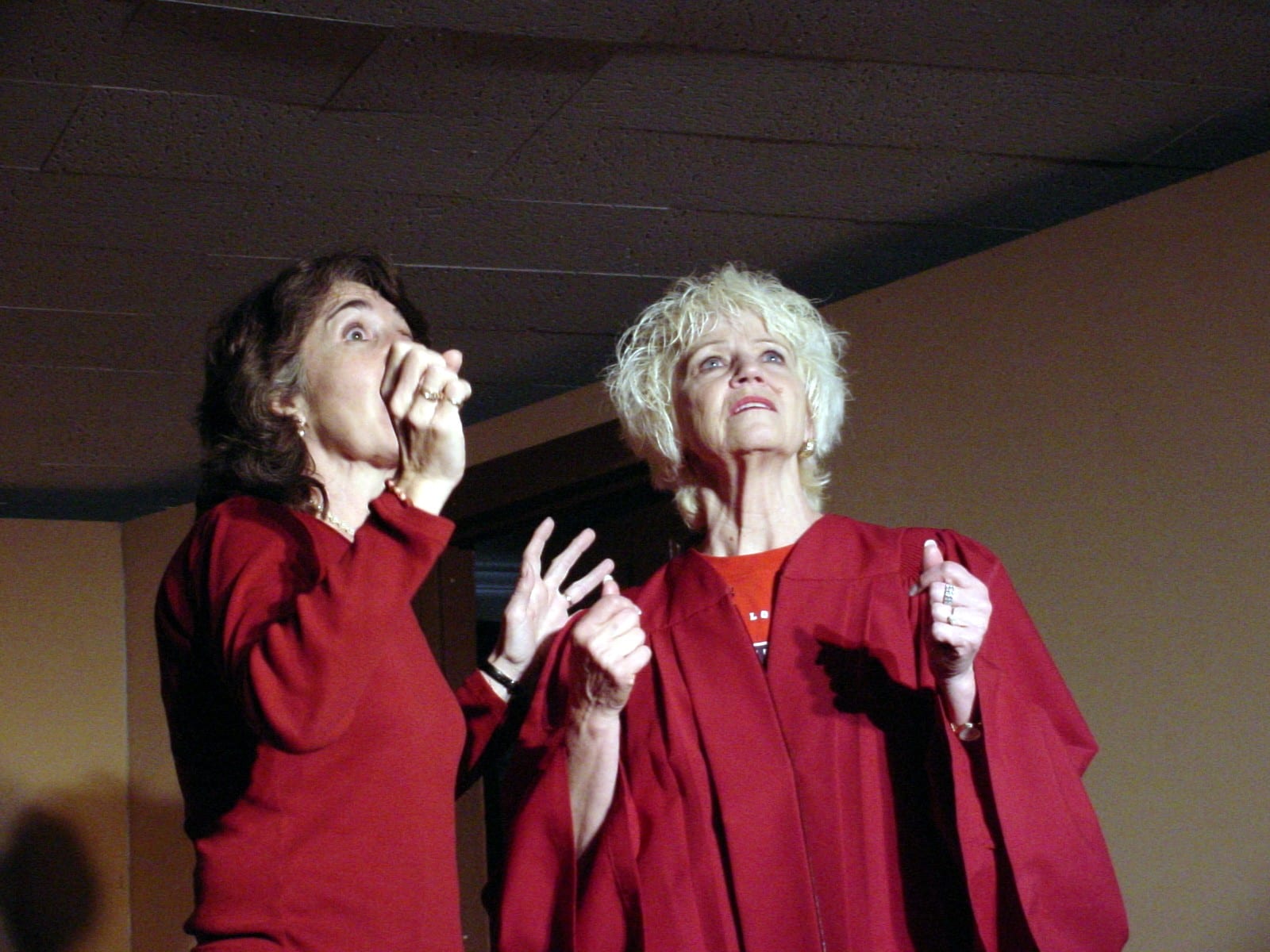 Performer in red robe in a scene