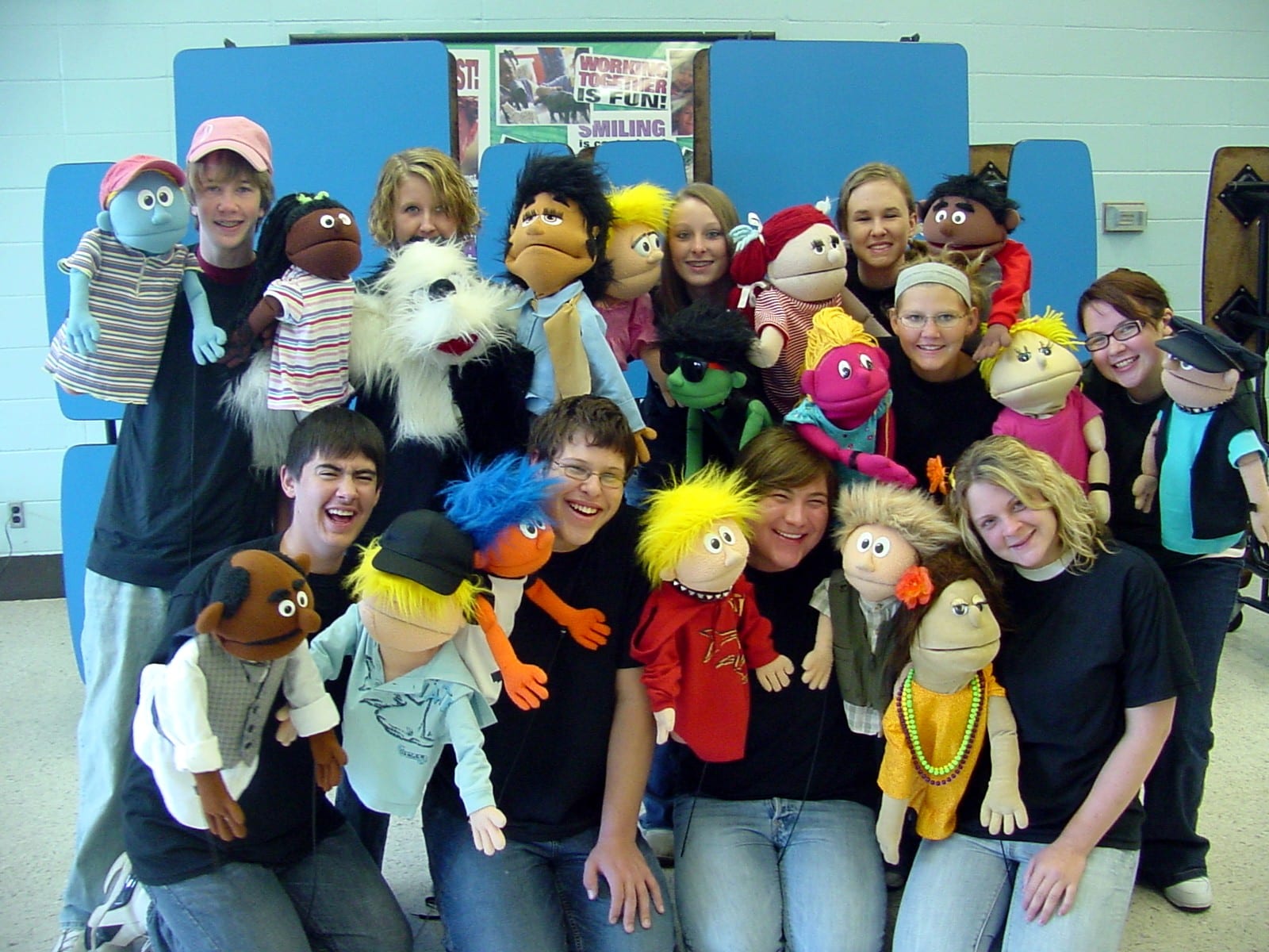 The student company with their puppets