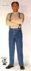 Show costume: white shirt, suspenders, and jeans