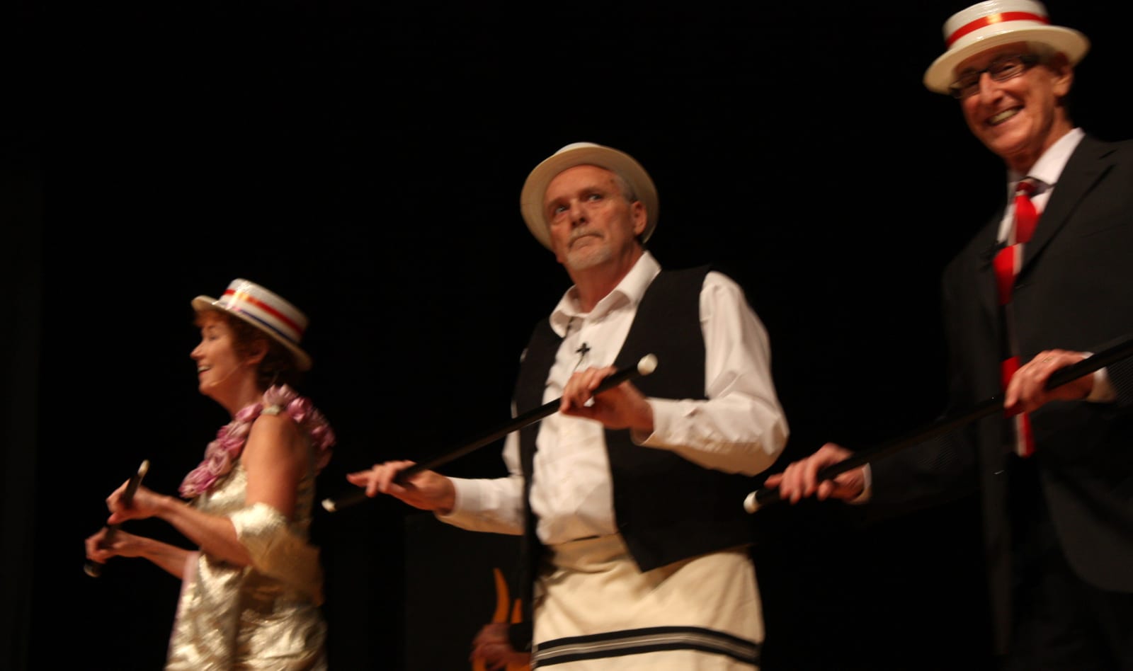 Two cast members in costume
