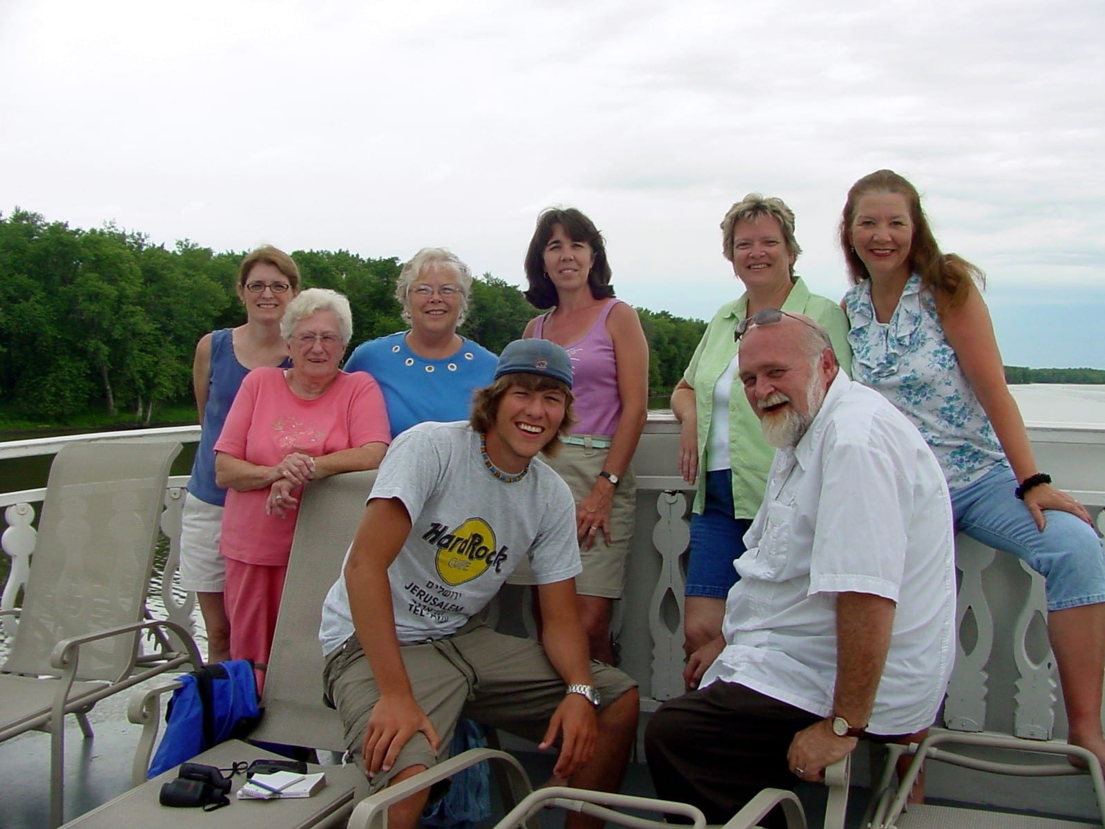 Crew and passengers gathered on deck