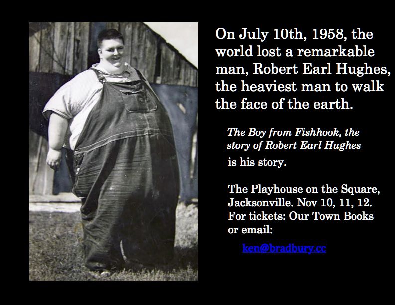 Promotional image: Robert Earl Hughes outside a barn, with show details